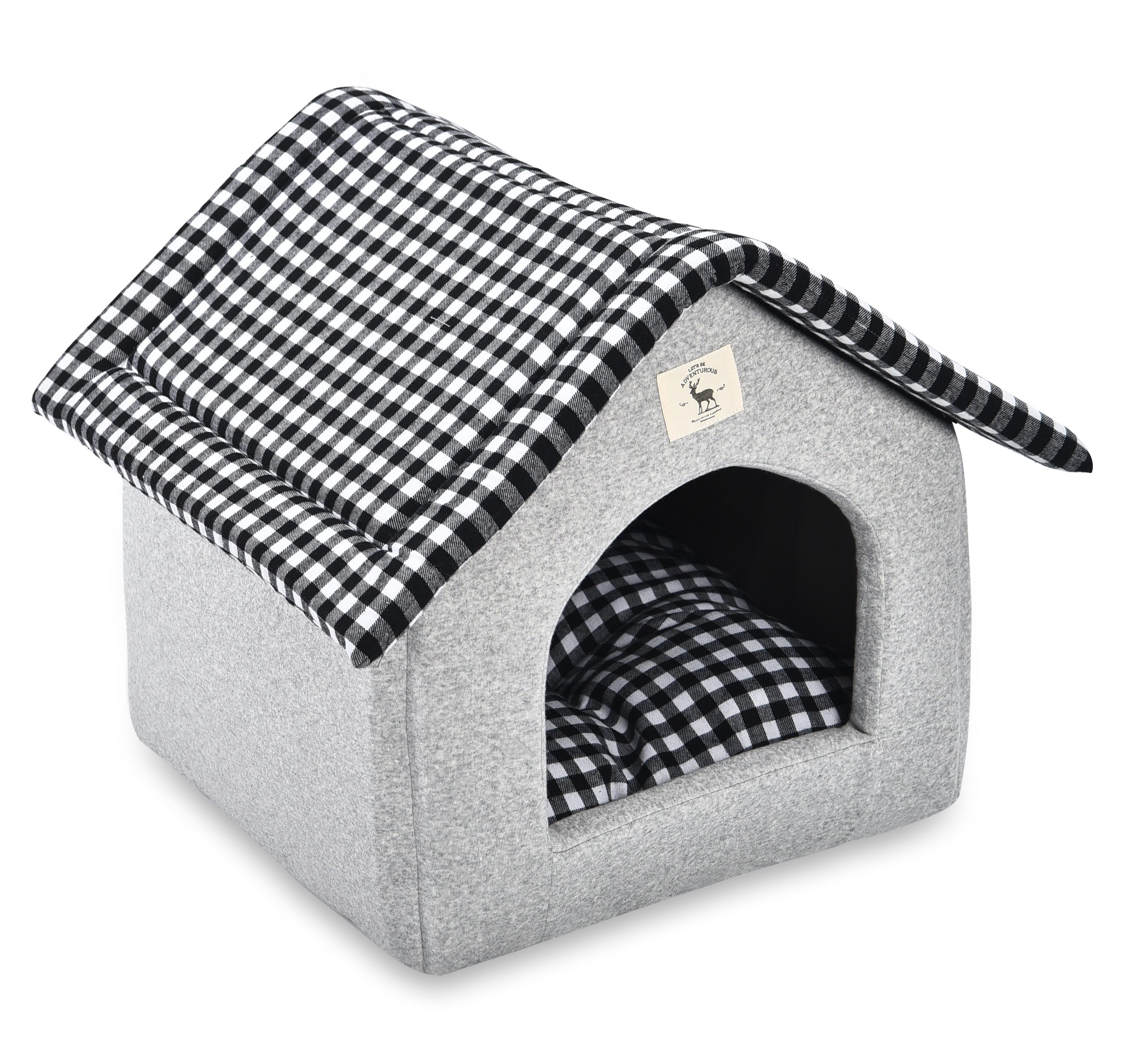Šedý domek pro psy - 47x39x42 cm