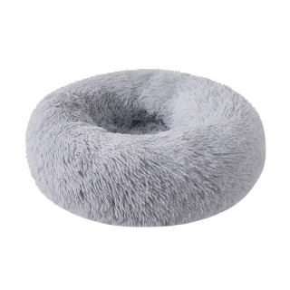 Světle šedý fluffy pelíšek - 60x60x24 cm