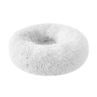 Bílý fluffy pelíšek - 58x58x14 cm